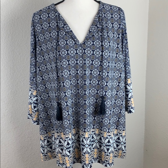 West Kei long sleeve boho abstract printed top - Picture 1 of 8